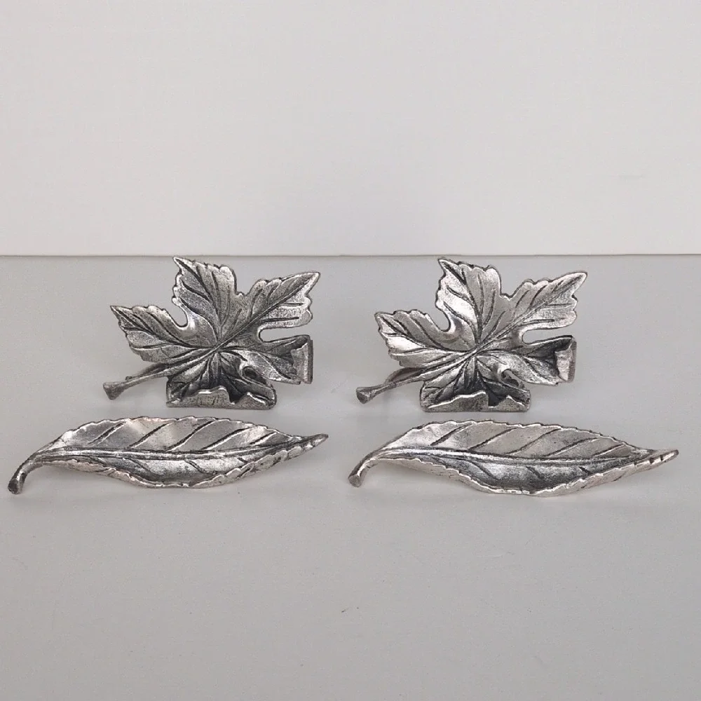 Pottery Barn Falling Leaf Placecard Holders Set Silver Tone‎ Table Name Markers